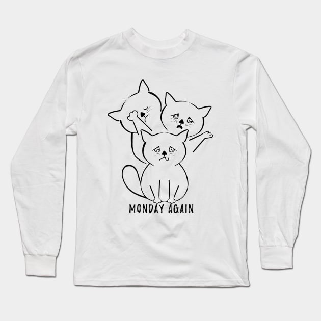 Monday morning - Exhausted cats Long Sleeve T-Shirt by Saishaadesigns